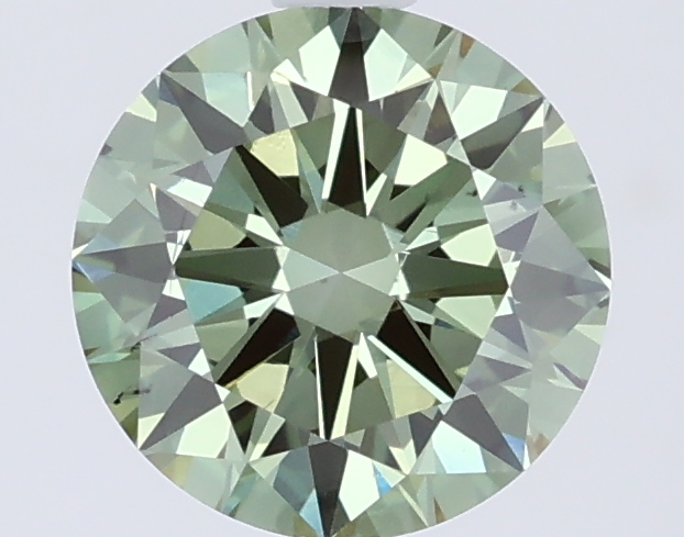 Actual 1.5 carat Vivid Greenish Green Round lab-grown diamond
