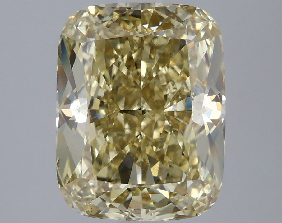 Actual 4 carat Fancy Intense Yellow Cushion lab-grown diamond