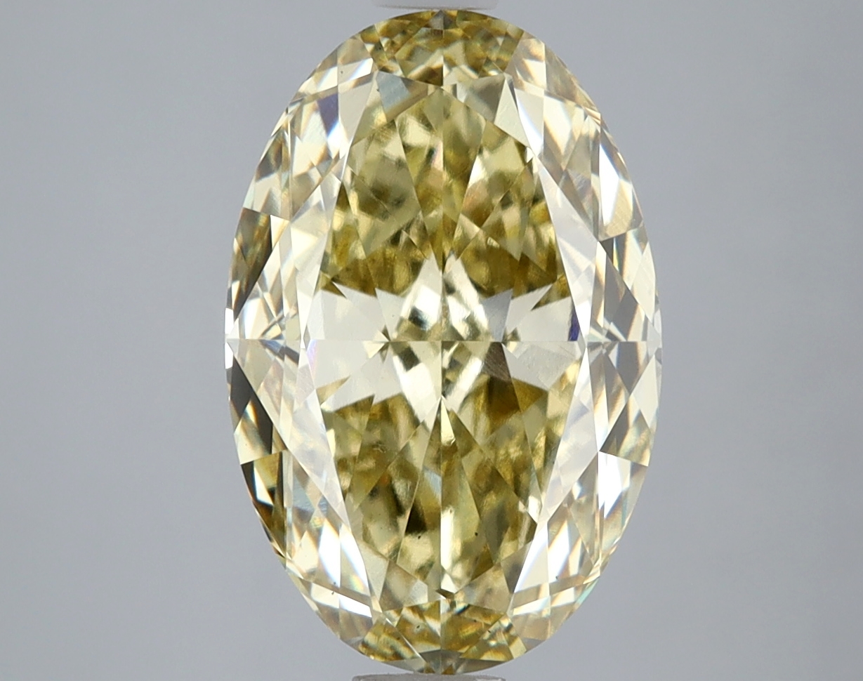 Actual 5.03 carat Fancy Intense Yellow Oval lab-grown diamond