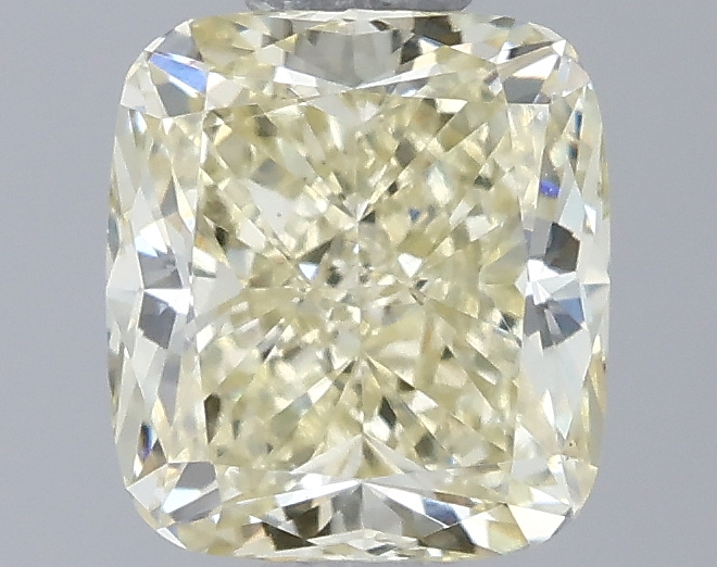 Actual 0.52 carat Fancy Light Yellow Cushion lab-grown diamond