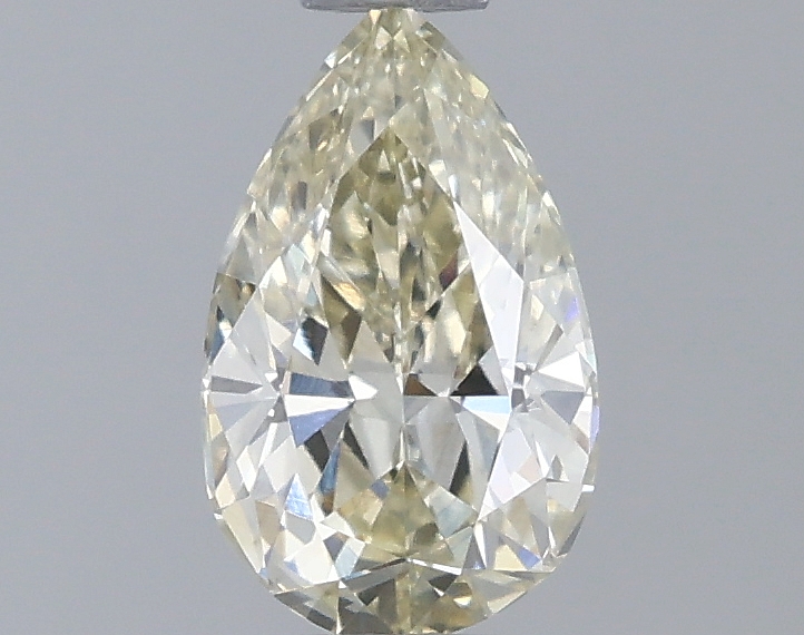 Actual 0.52 carat Fancy Light Yellow Pear lab-grown diamond