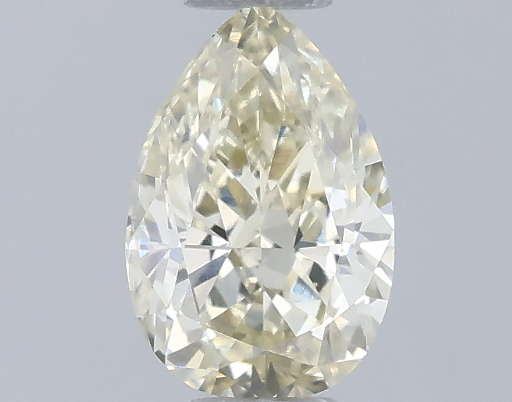 Actual 0.47 carat Fancy Light Yellow Pear lab-grown diamond