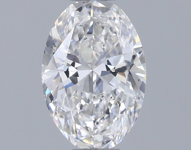 Actual 0.5 carat F Oval lab-grown diamond