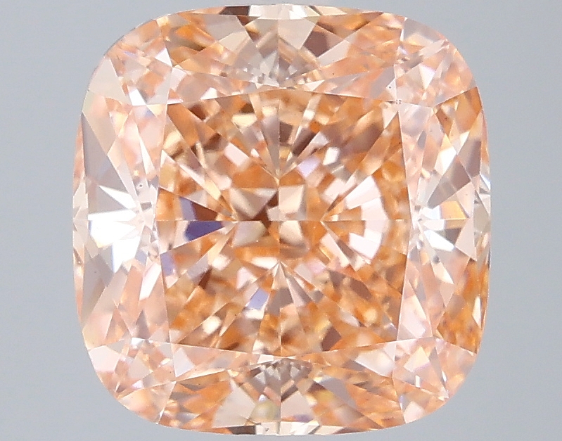 Actual 4.01 carat Fancy Intense Pinkish Orange Cushion lab-grown diamond