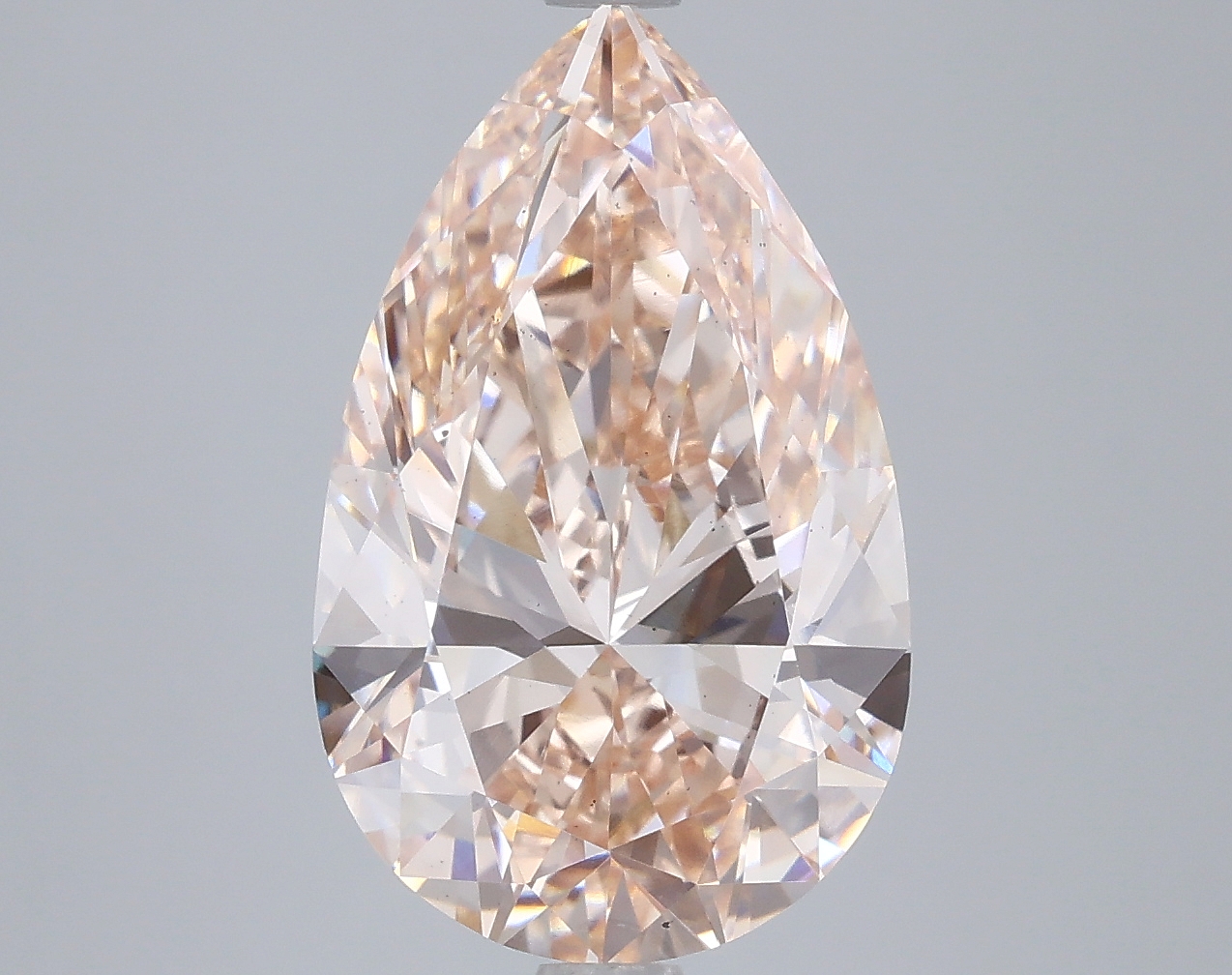 Actual 5 carat Very Light Orangy Brown Pear lab-grown diamond